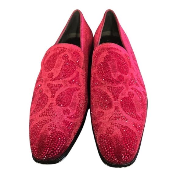 AFTER MIDNIGHT VINTNER VELVET COLLECTION:WINE CRYSTAL-STUDDED SMOKER SHOES.